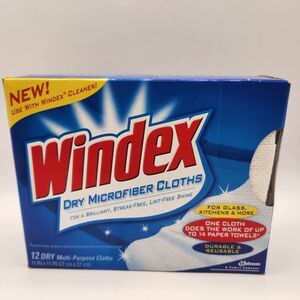Windex Clean & Shine Dry Microfiber Cloths 12 Count Box NOS Sealed Discontinued